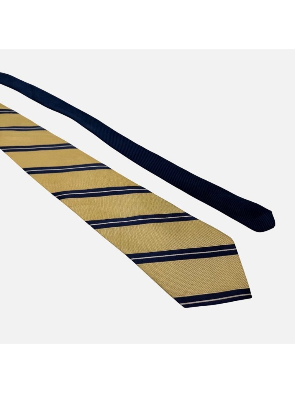 Tommy Hilfiger Mens Woven Silk Tie Yellow Navy Stripe Repp Necktie Classic 59 in